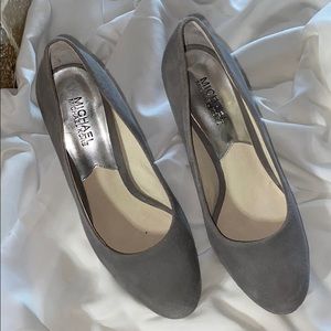 Grey block suede MK heels